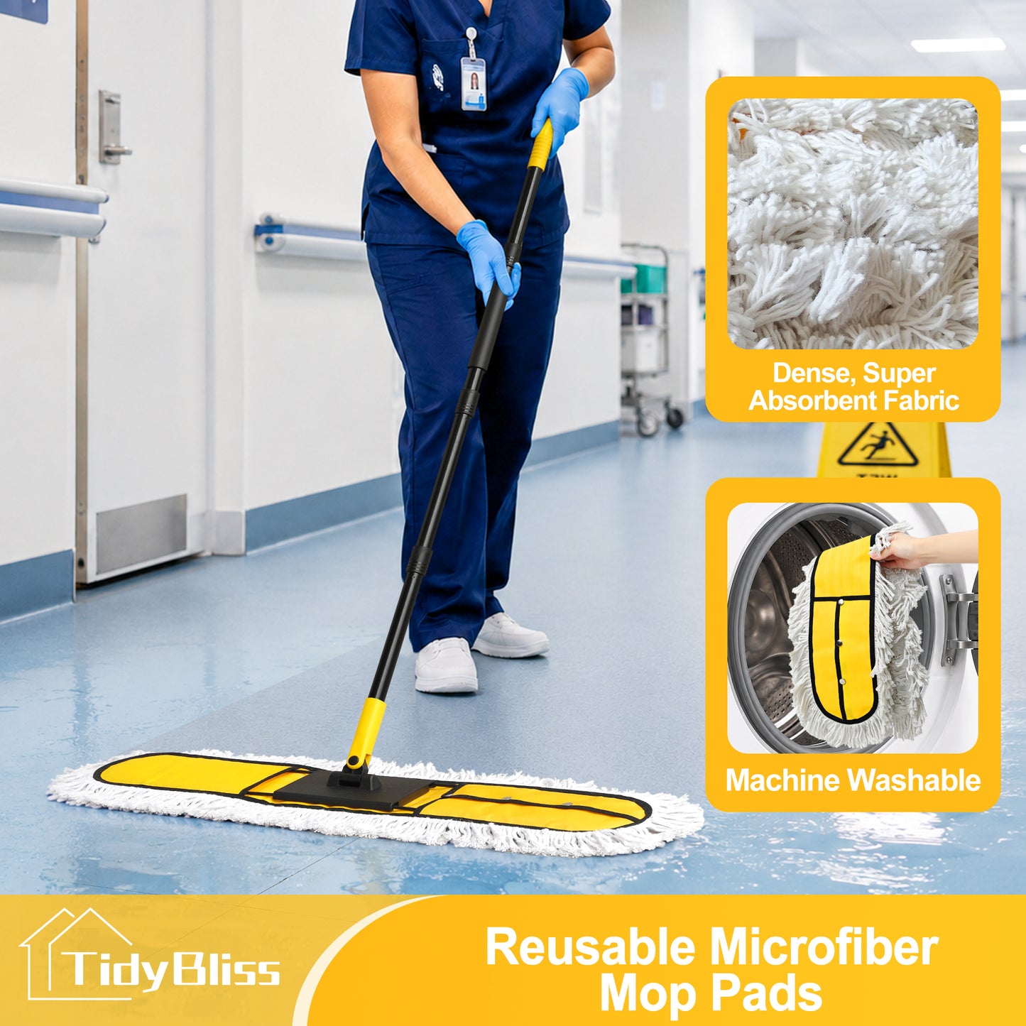 TidyBliss 36” Commercial Dust Mop for Floor Cleaning, Large Industrial Janitor Broom