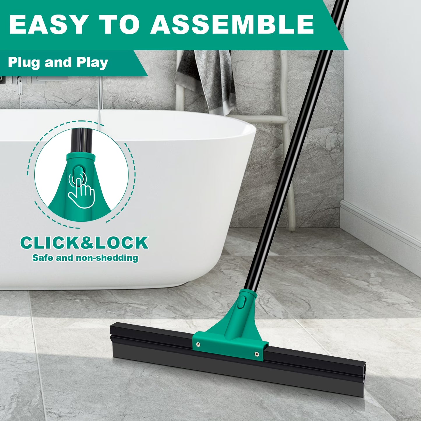 JEHONN Floor Squeegee Heavy Duty with Long Handle (Green)