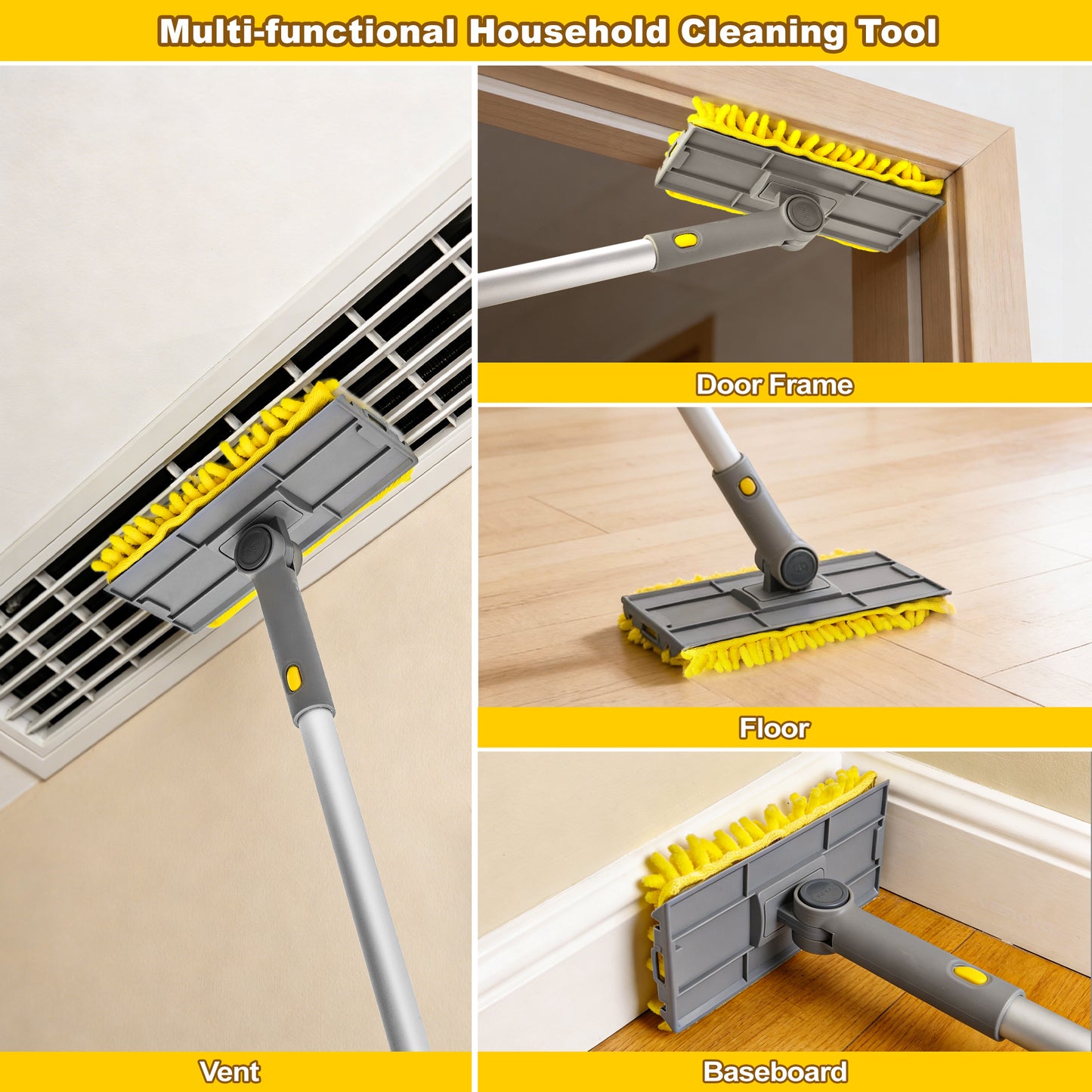 JEHONN 77" Ceiling Fan Cleaner Duster with Extra Bendable Chenille Dust Cleaning Tool (Yellow)