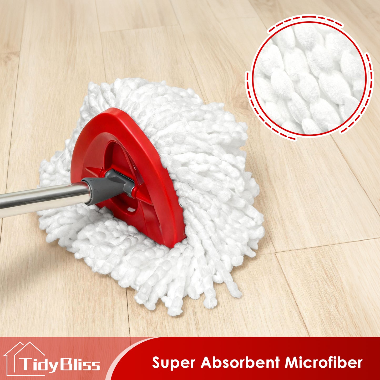 TidyBliss Mop Heads Replacements 2 Pack with Scrub Brush Attachment and Triangle Base for O-Cedaar EasyWring 1 Tank System