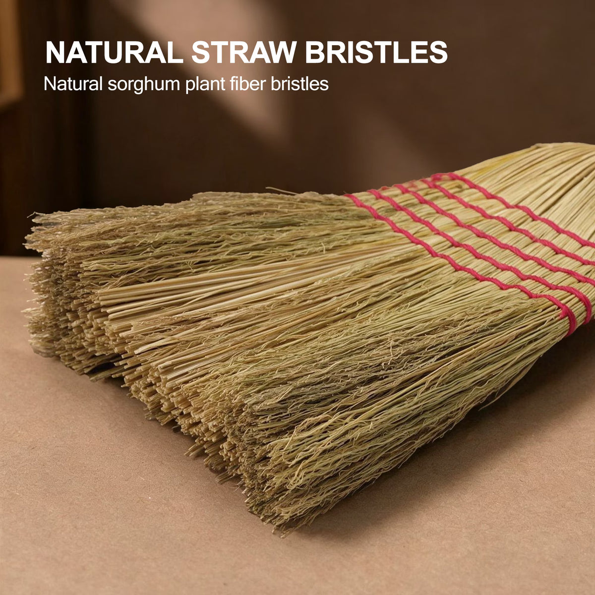 ZenClean Natural Corn Broom Heavy Duty for Yard, Garden & Garage Cleaning