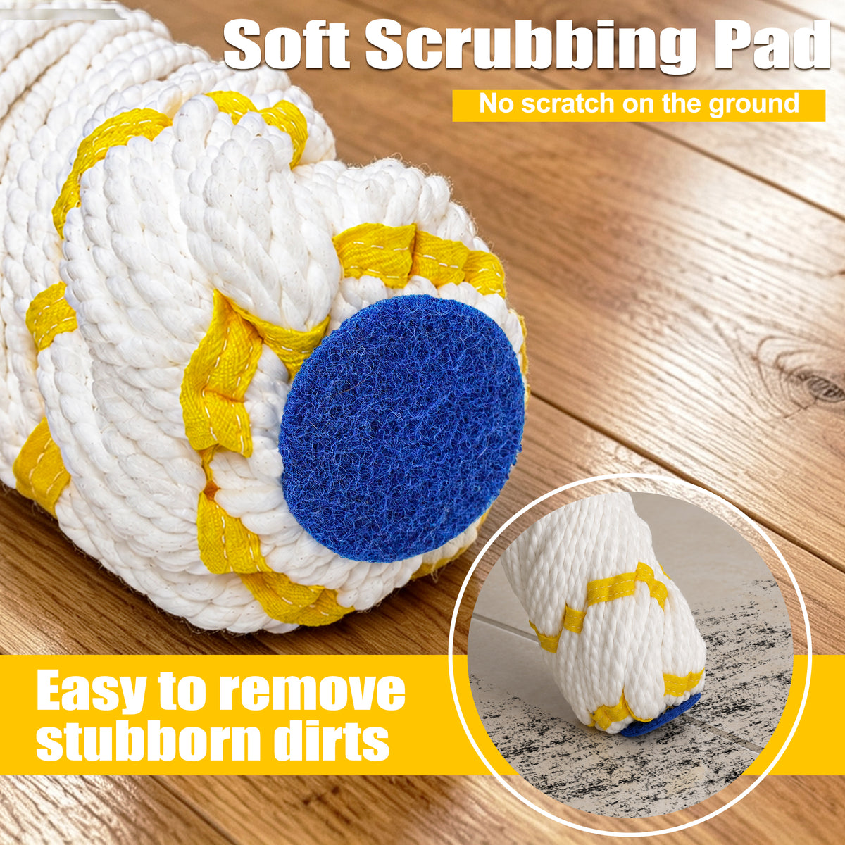 NEWE Self Wringing Twist Mop for Floor Cleaning with 55” Handle (Yellow)