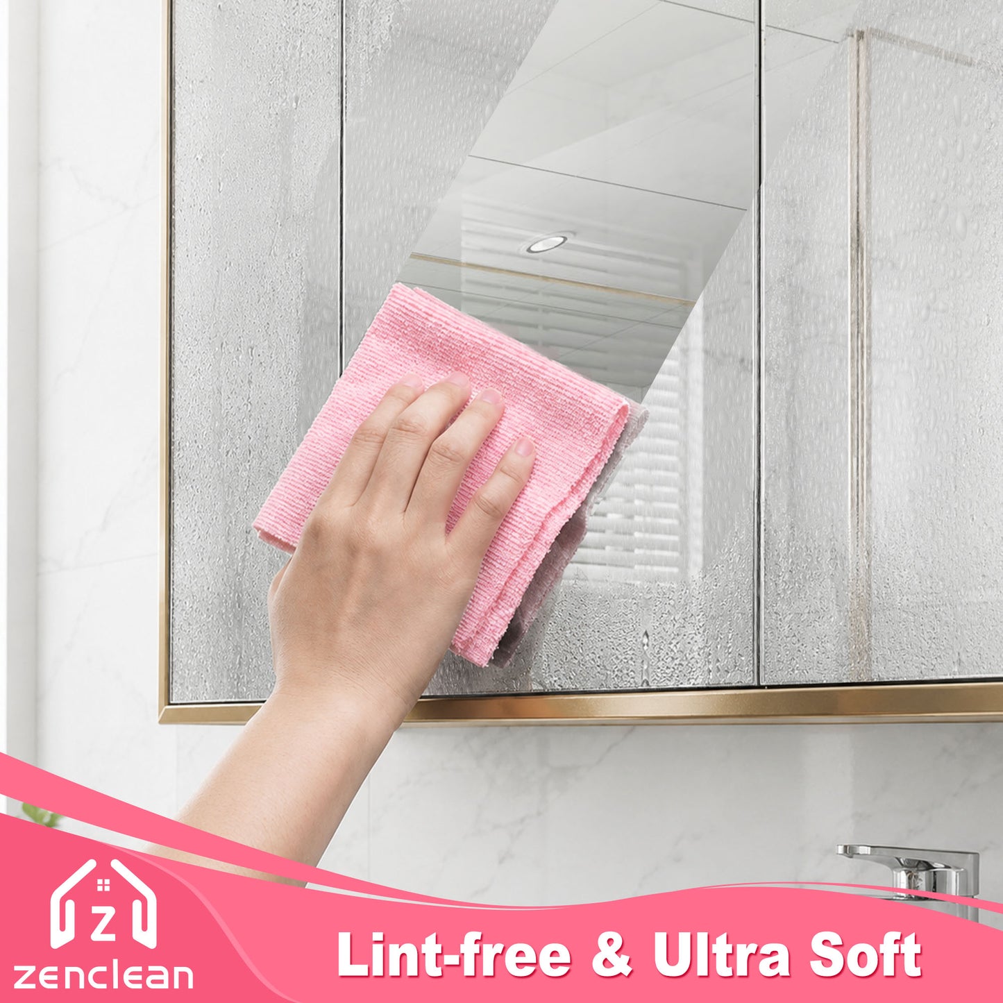ZenClean Microfiber Cleaning Cloths Roll 30 Pack (Pink)