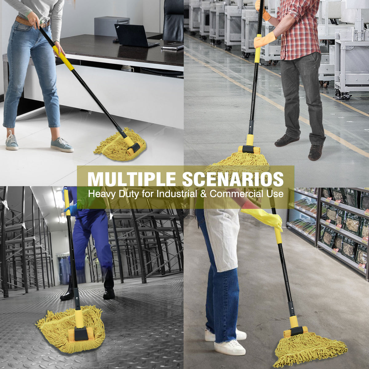 JEHONN Commercial Mop Heavy Duty Industrial String Mops with Long Handle(Yellow)
