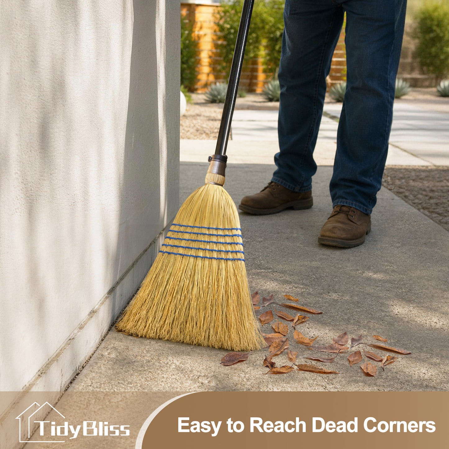 TidyBliss Corn Straw Broom Heavy Duty with 59 inches Long Handle