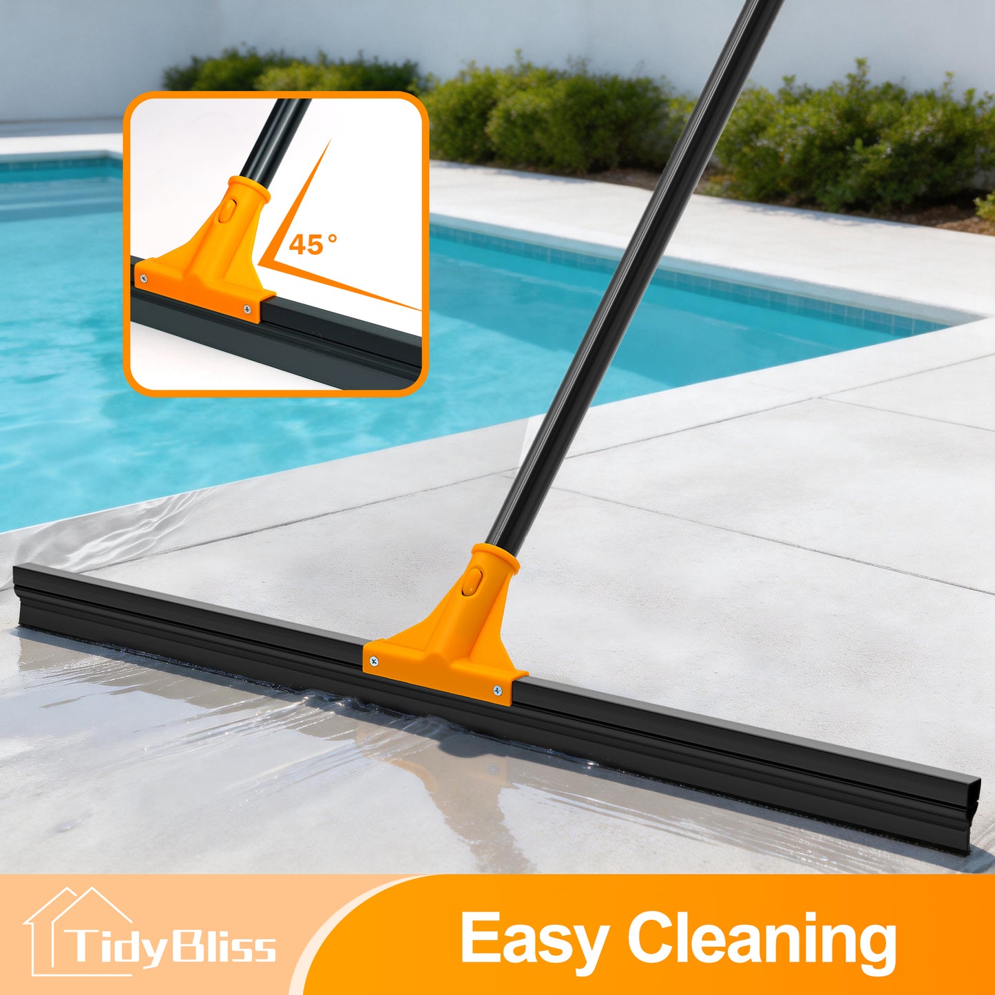 TidyBliss 30” Large Floor Squeegee Broom (Orange)