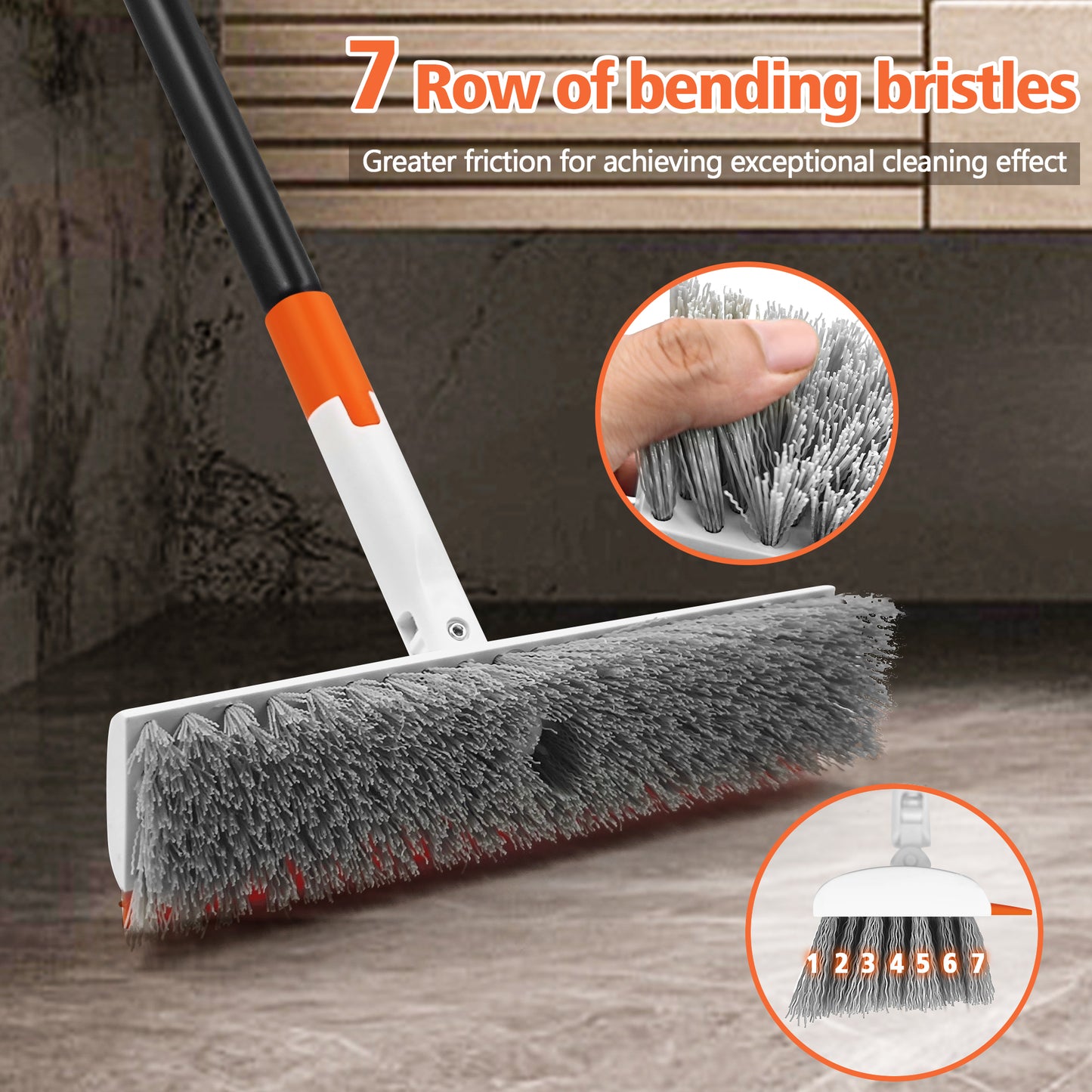 Floor Scrub Brush with Long Handle (White)