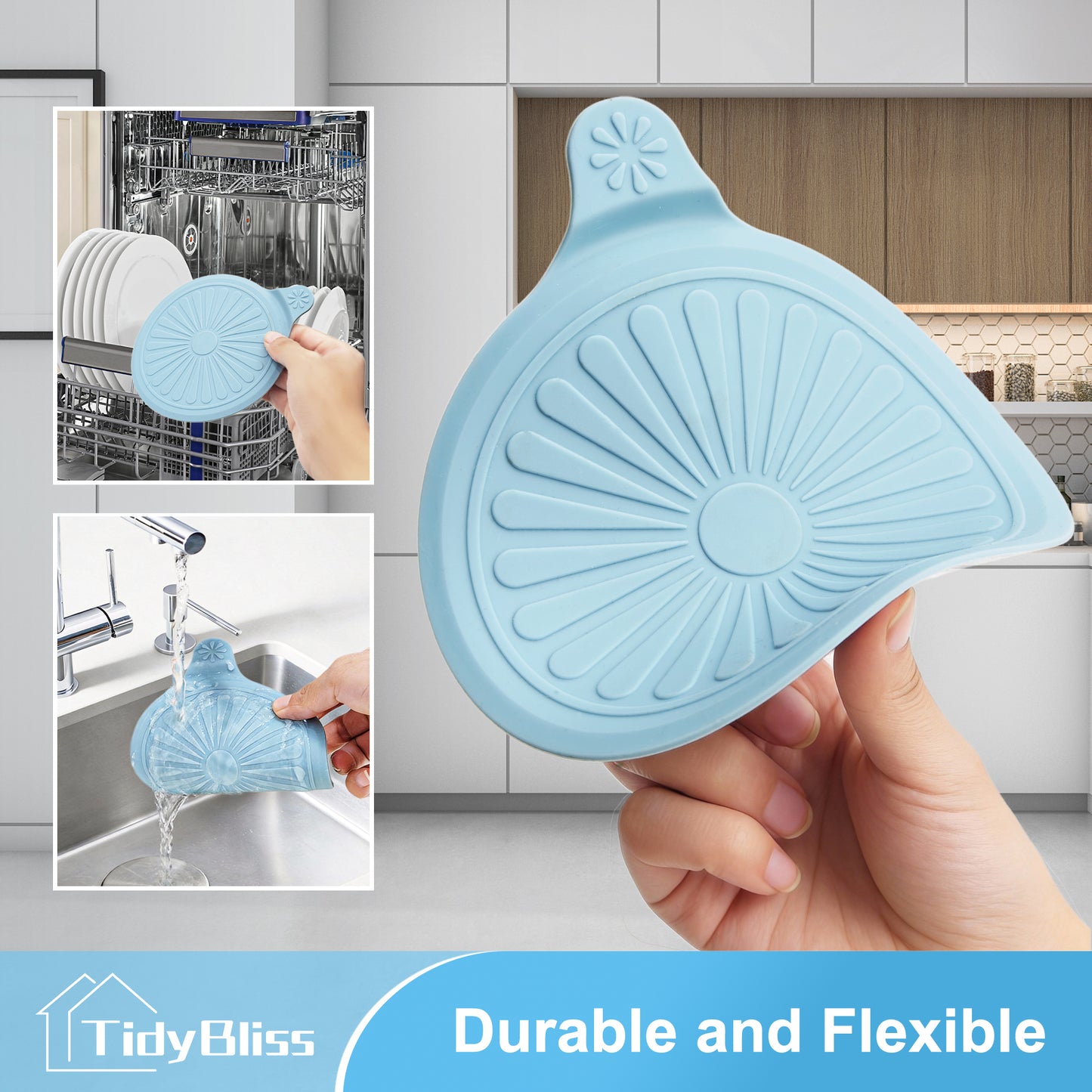 TidyBliss Bathtub Drain Stopper 4 Pack, 5.1" Silicone Bath Tub Flat Suction Cover