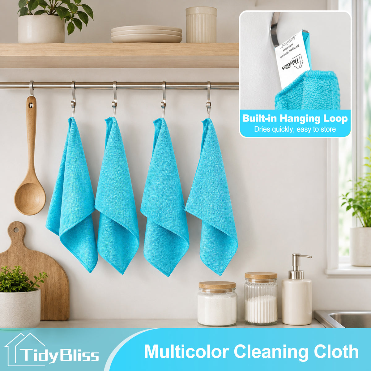 TidyBliss 24 Pack Microfiber Cleaning Cloths, Size: 12.6” x 12.6” (Blue)