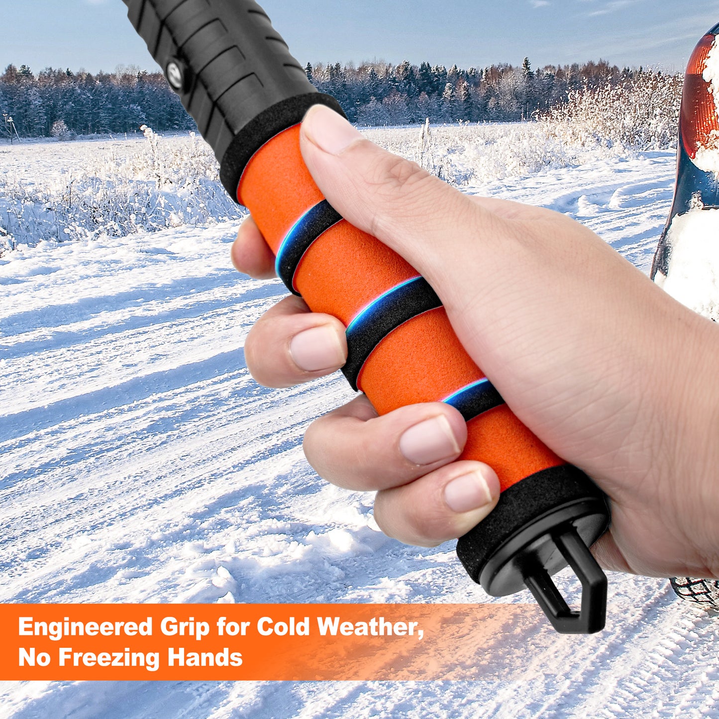JEHONN Ice Scraper for Car Windshield - Reinforced TPU Blade (Orange)