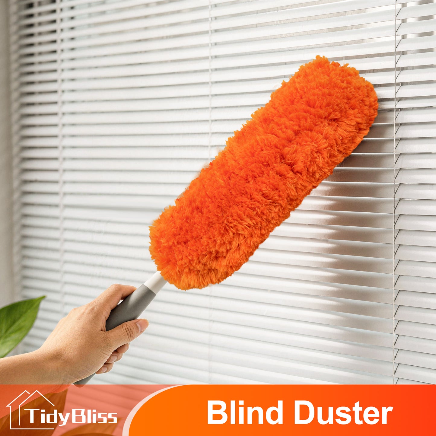 TidyBliss Microfiber Duster for Cleaning, Washable & Reusable Handheld Dust Cleaner Tool (Orange)
