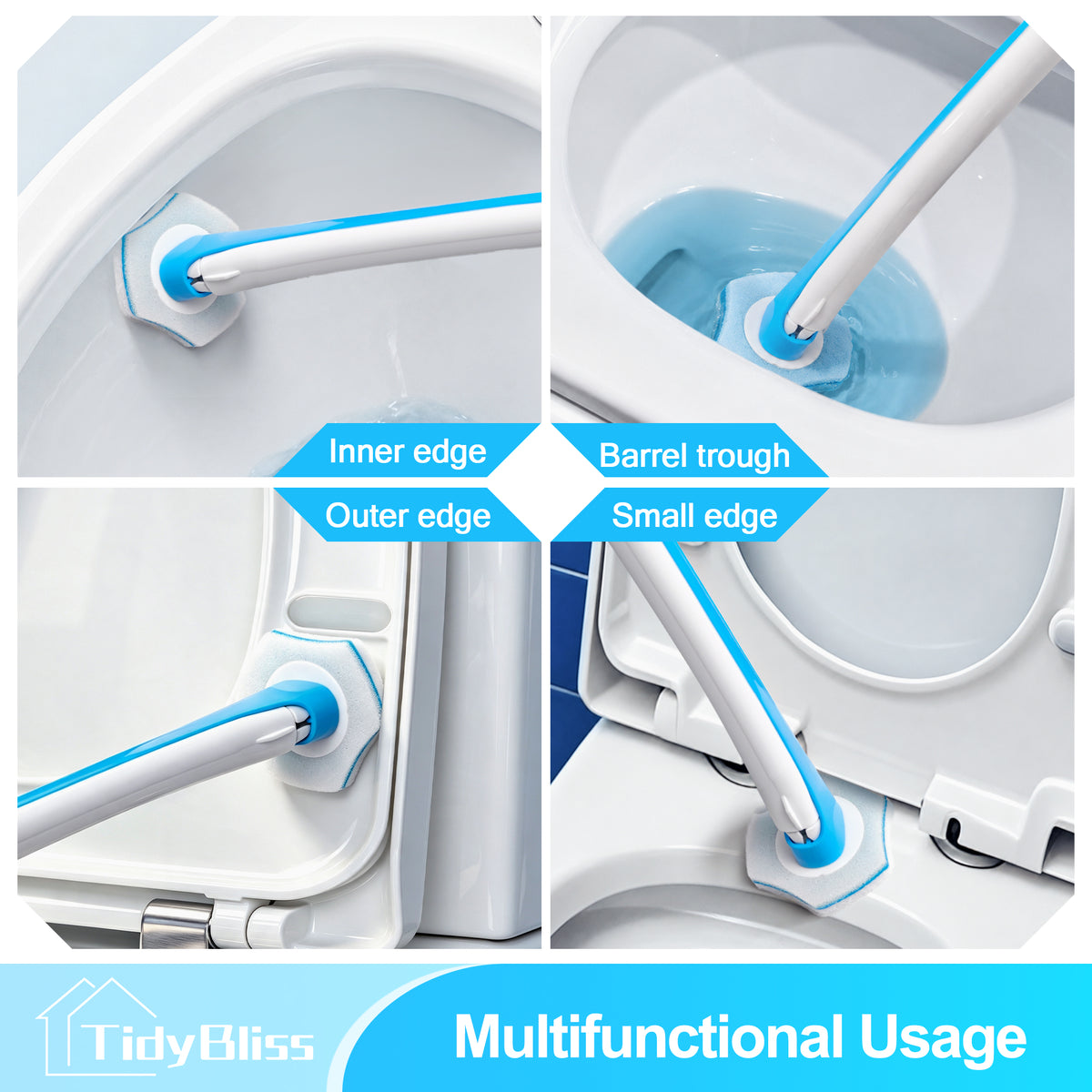 TidyBliss 2 Pack Disposable Toilet Brush and Holder Set with 64 Refills