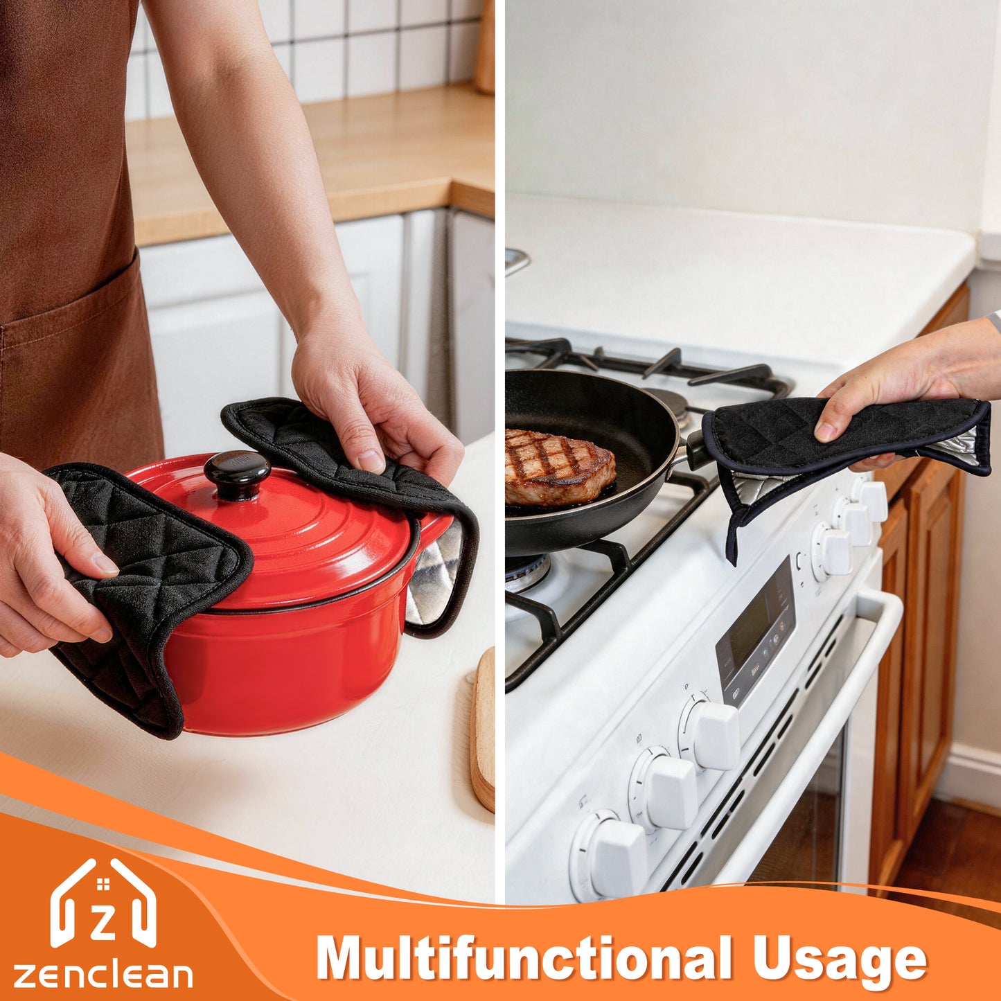 ZenClean Pot Holders for Kitchen 4 Pack (Black)
