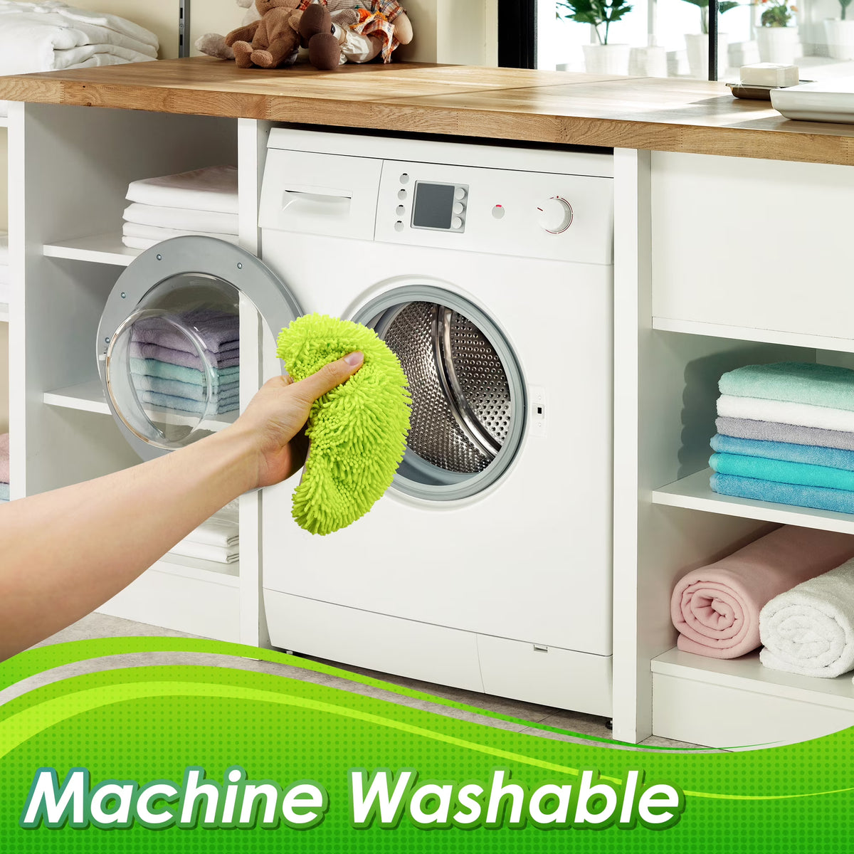 NEWE Reusable Microfiber Mop Pads 4 Pack Compatible (Green)