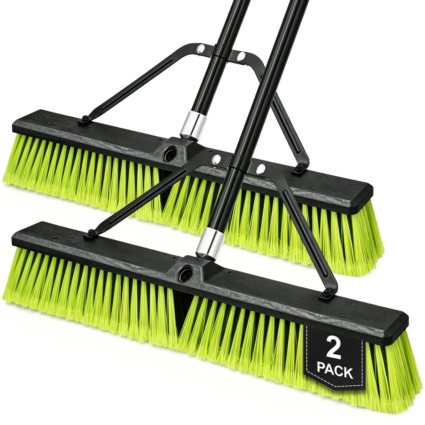 TidyBliss 24" Push Broom Outdoor Heavy Duty 2 Pack (Green)