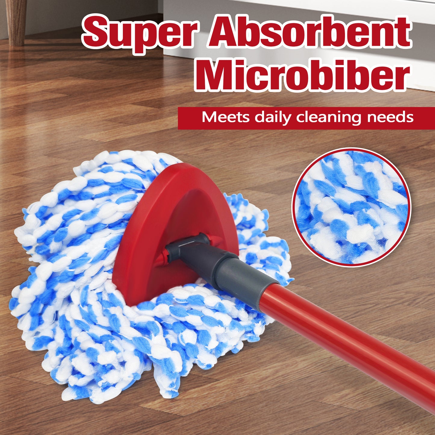 NEWE Mop Heads Replacements 2 pack with Triangle Base for RinseClean 2 Tank System, Deep Cleaning All Floors, Blue