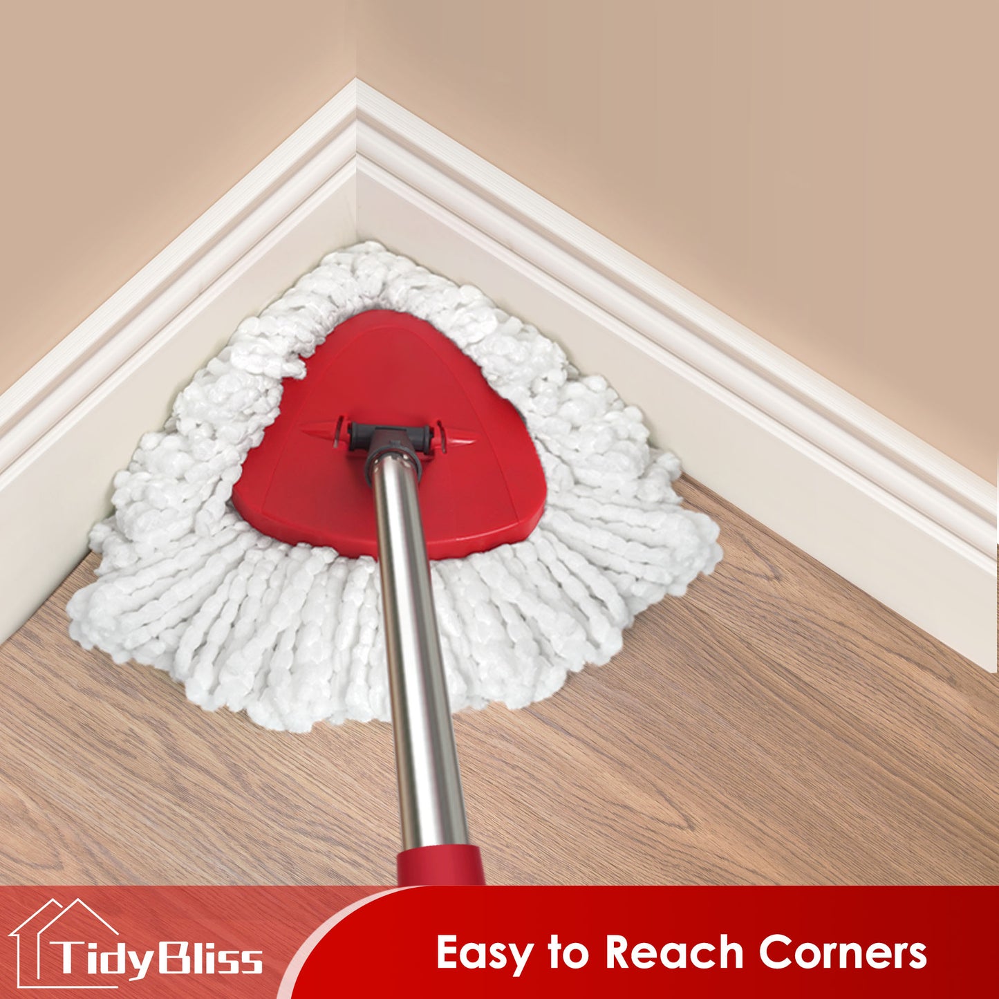 TidyBliss Mop Heads Replacements 6 Pack with Triangle Base for EasyWring 1 Tank System