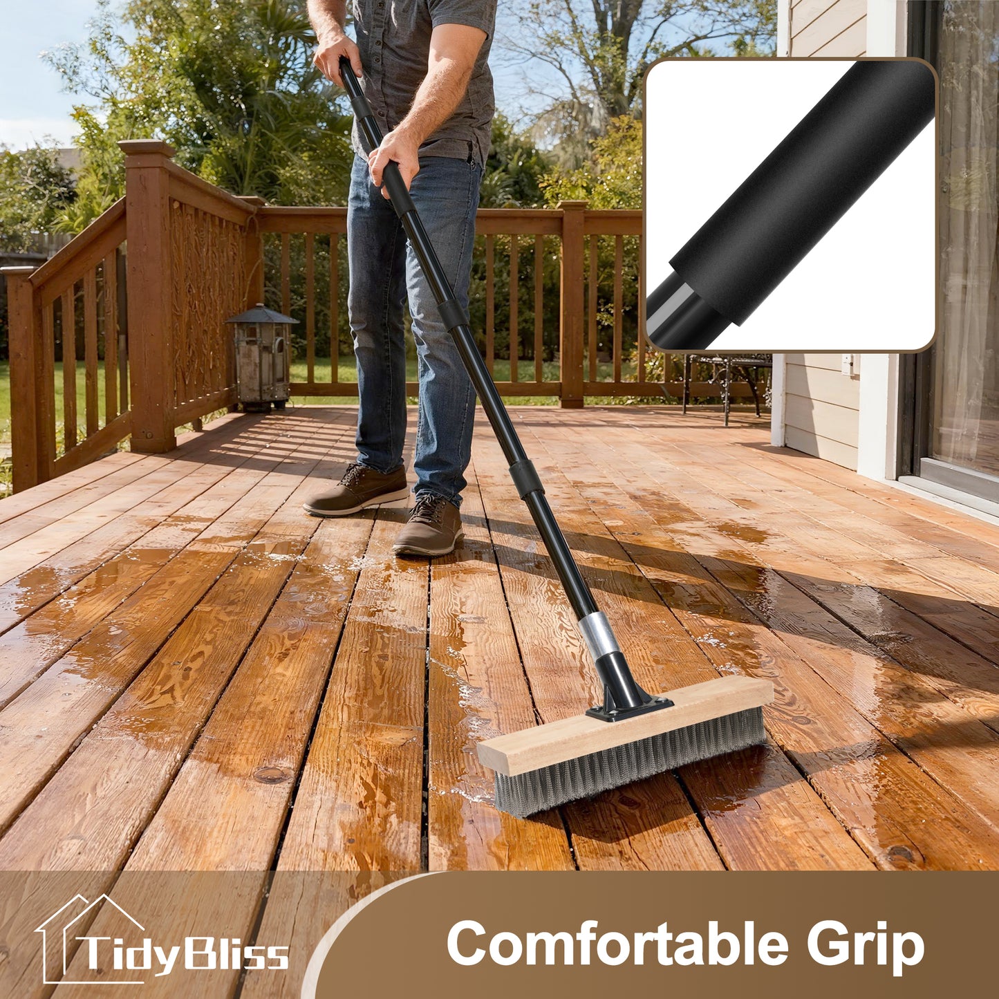 TidyBliss Stainless Steel Wire Scrub Brush with Long Handle