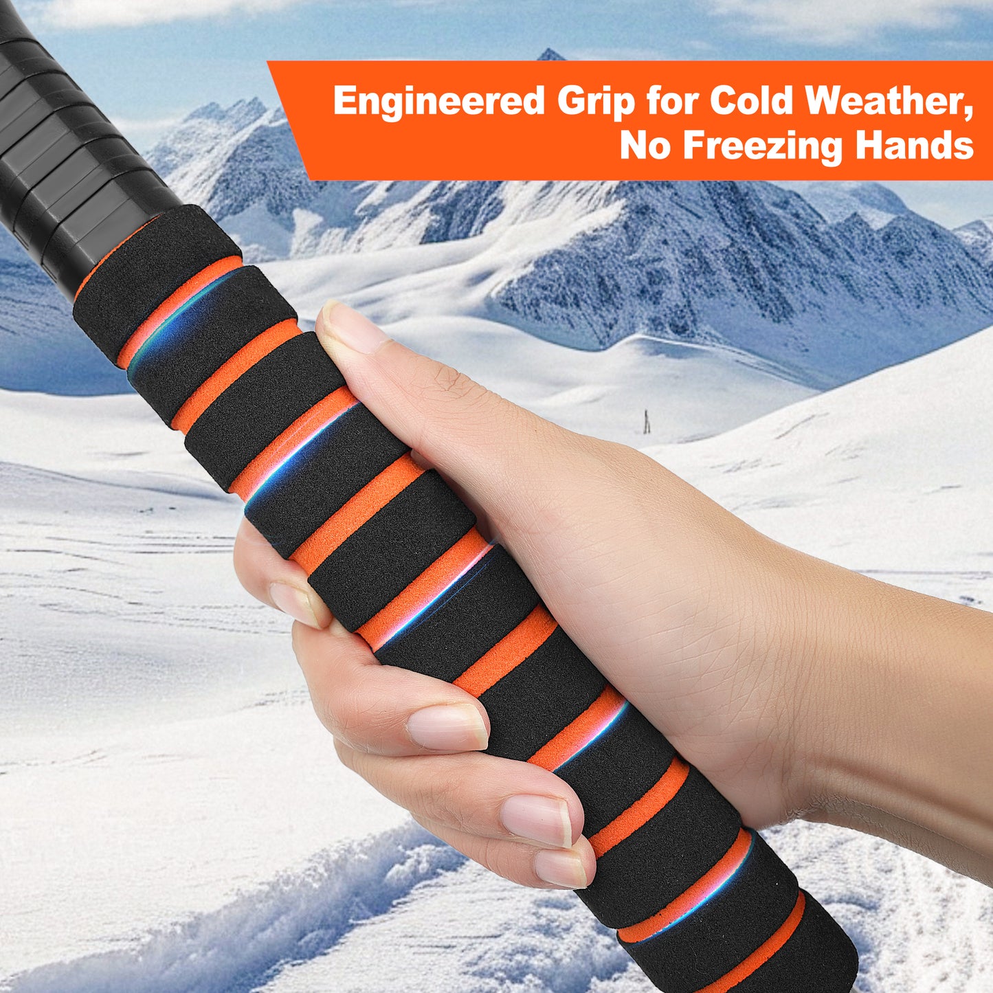 JEHONN Snow Brush with Ice Scraper for Car Windshield (Orange)