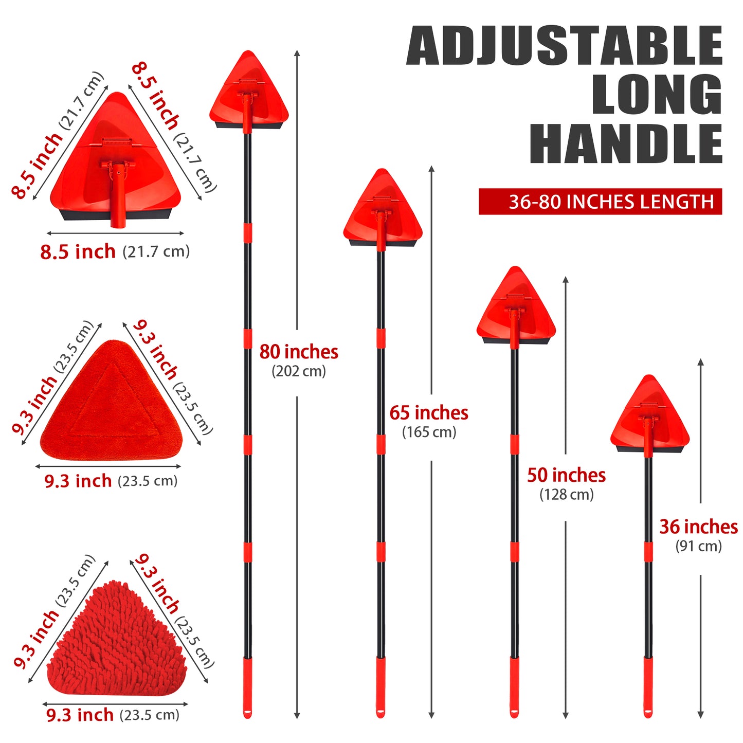 Wall Mop Cleaner with Long Handle (Red)