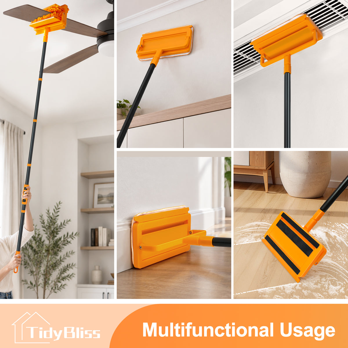 TidyBliss Upgraded 76” Ceiling Fan Blade Cleaner Duster with Extension Pole