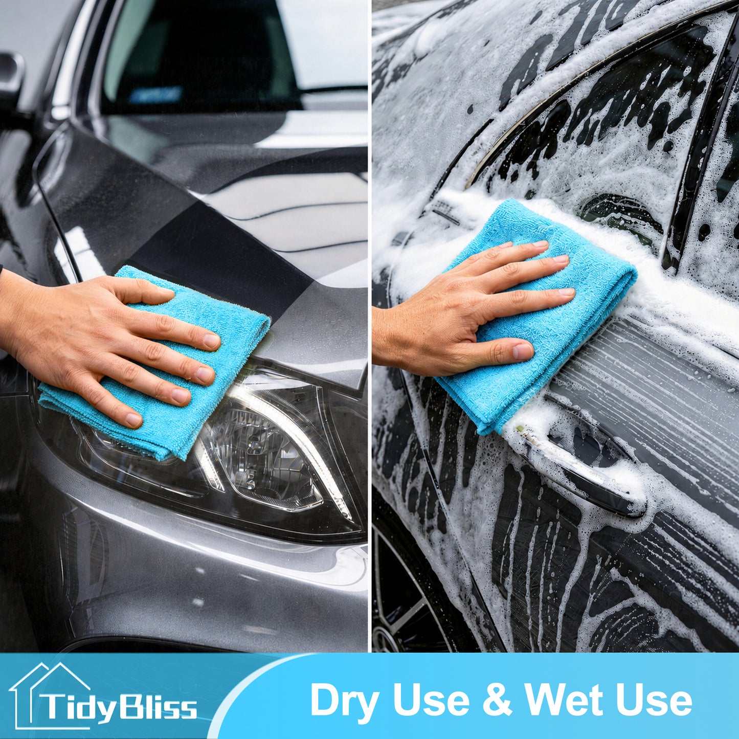TidyBliss 24 Pack Microfiber Cleaning Cloths, Size: 12.6” x 12.6” (Blue)