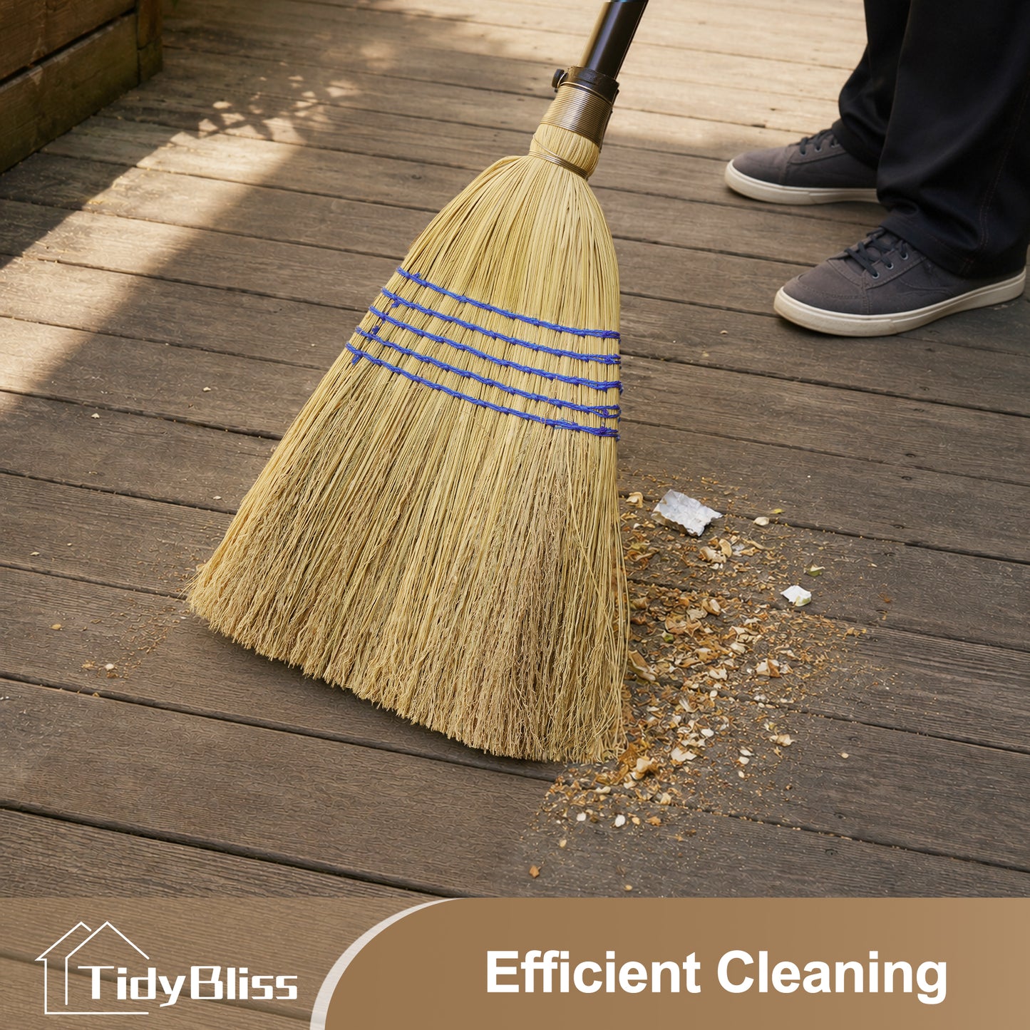 TidyBliss Corn Straw Broom Heavy Duty with 59 inches Long Handle