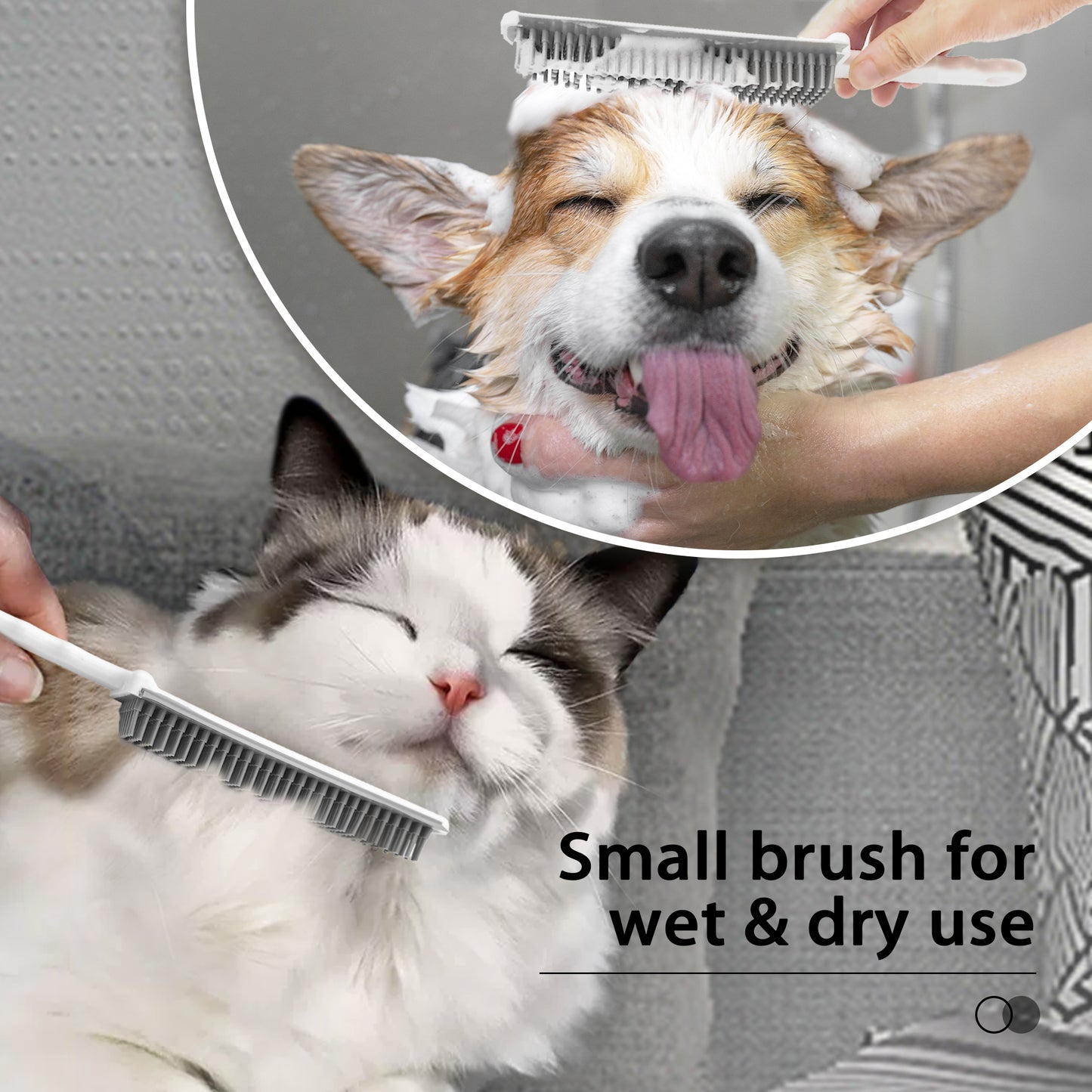 JEHONN Rubber Broom Carpet Rake Brush for Pet Hair with Squeegee (Blue)