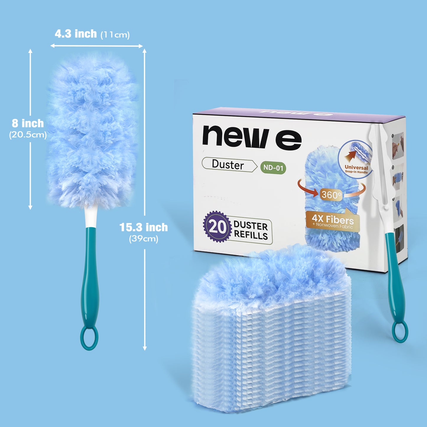 Dusters Heavy Duty with 20 Refills Compatible with Swiffer for Multi-Surface Cleaning (Blue)