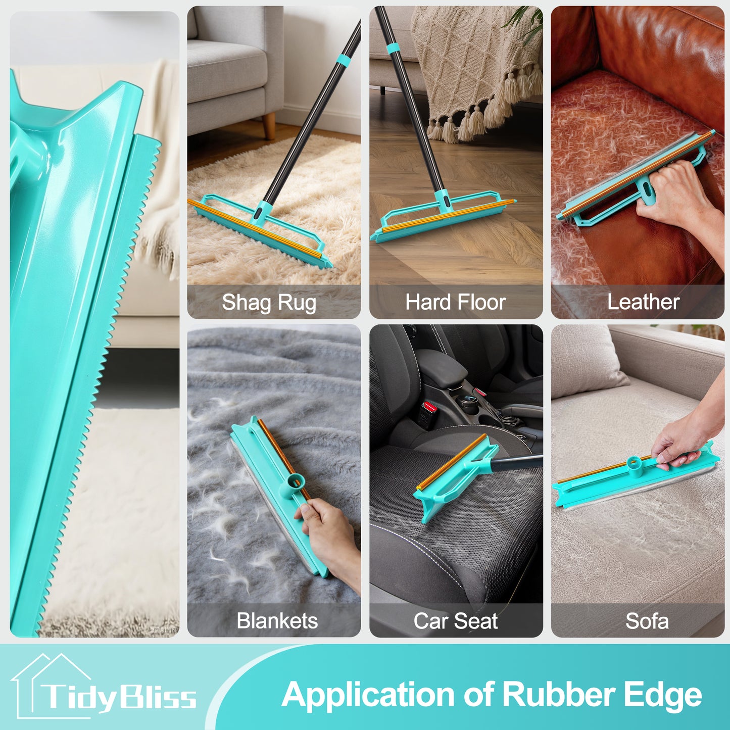 TidyBliss Carpet Rake for Pet Hair Removal Tool (Blue)
