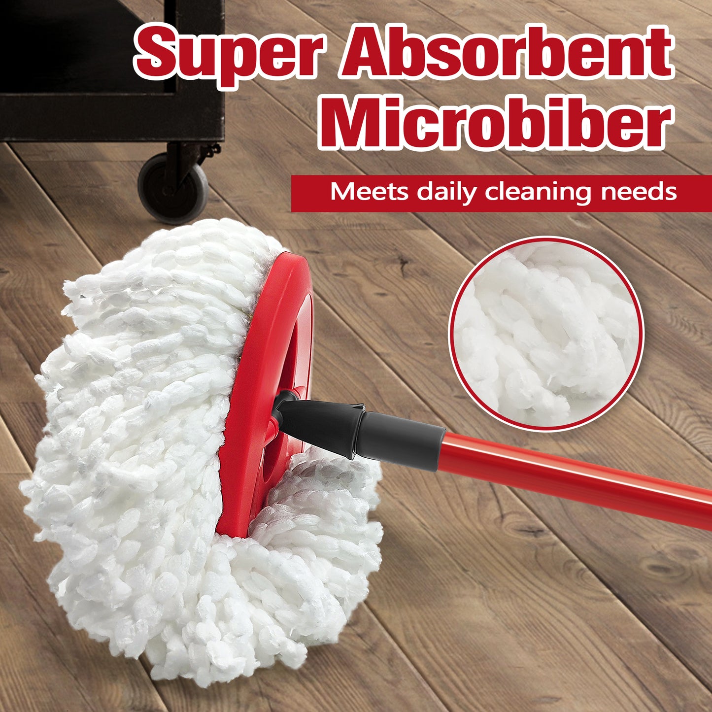 Mop Heads Replacements 2 pack with Triangle Base for Vileda RinseClean 2 Tank System, for Deep Cleaning All Floors , White