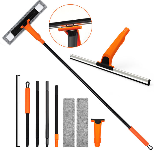 JEHONN Window Floor Squeegee with 60 Inches Long Handle Orange