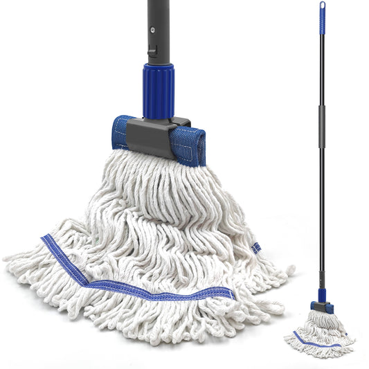 TidyBliss Commercial Mop Heavy Duty with 57.5 inches Long Handle (Blue)