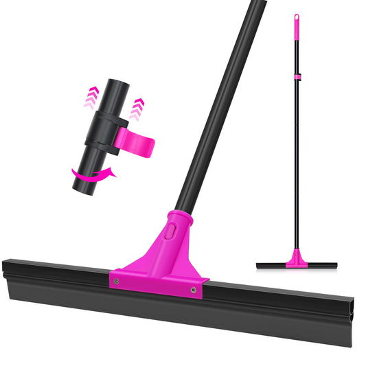 TidyBliss Floor Squeegee Broom with 58.3 inches Long Handle (Rose Red)