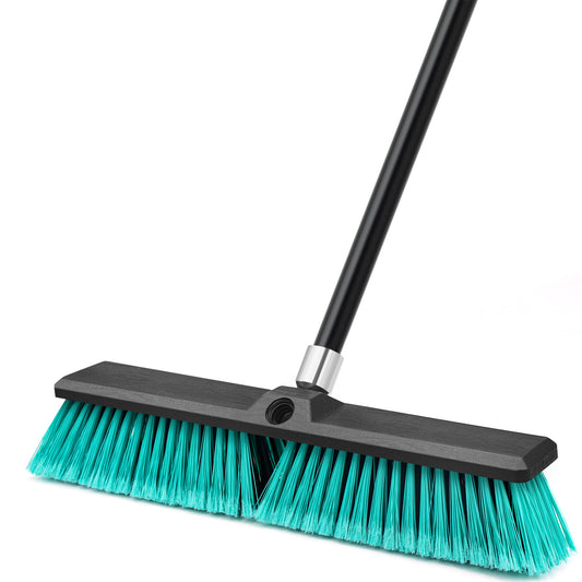 TidyBliss 18” Push Broom Outdoor Heavy Duty with 63 inches Long Handle (Green)
