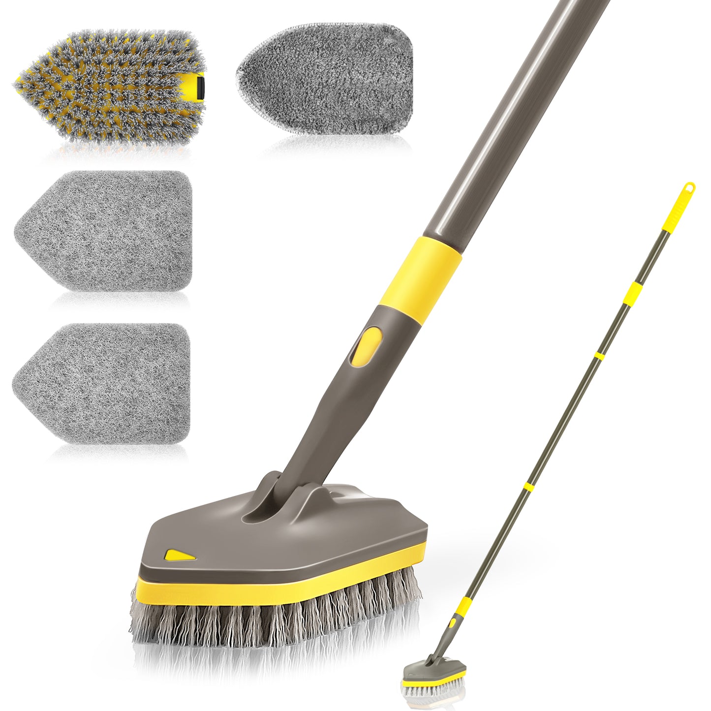 Shower Cleaner Brush with Long Handle (Brown Yellow)