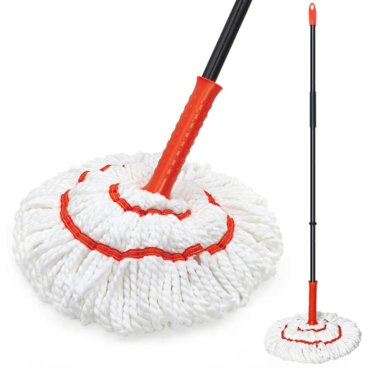 TidyBliss Self Wringing Twist Mop for Floor Cleaning (White Orange)