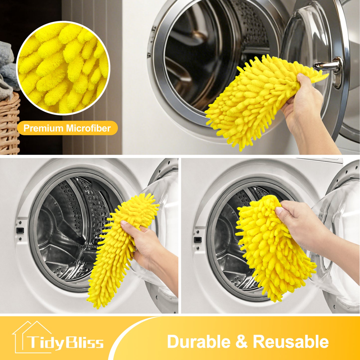 TidyBliss 77" Ceiling Fan Cleaner Duster with Extension Pole (Yellow)
