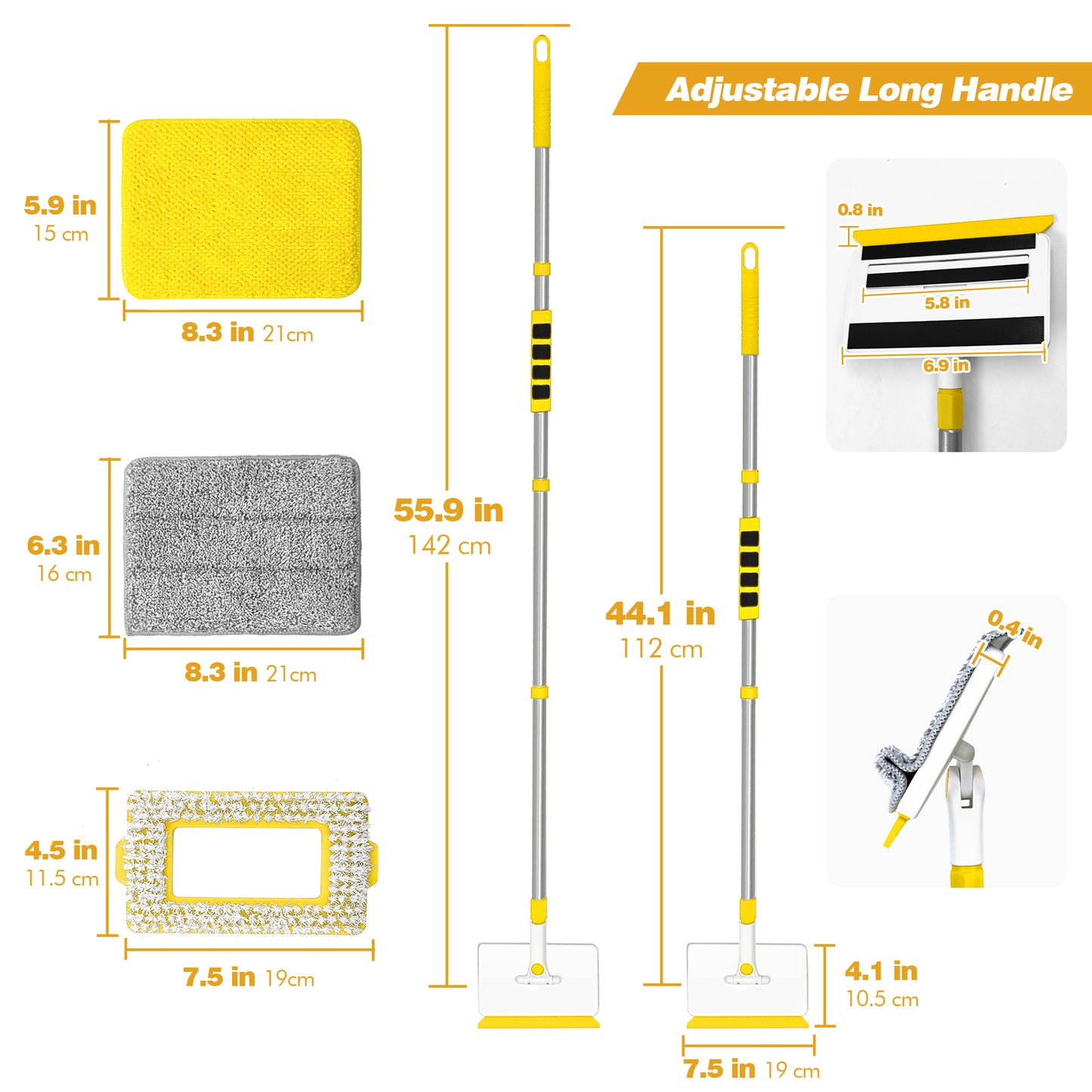 JEHONN Baseboard Cleaner Tool with Long Handle (Yellow)