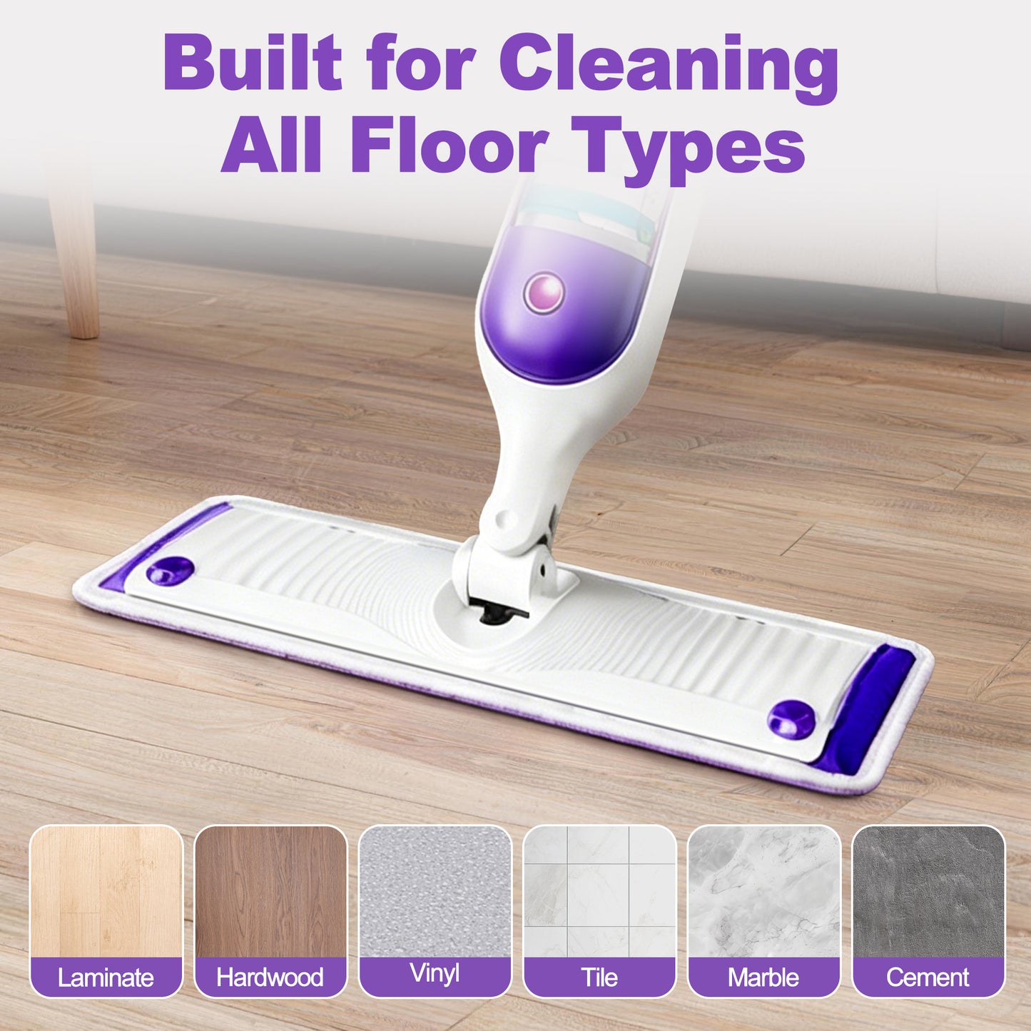JEHONN 4 Pack Reusable Microfiber Mop Pads for PowerMop (Purple)