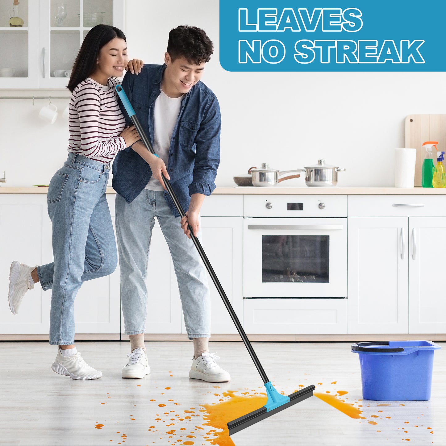 NEWE Floor Squeegee with 58.3 inches Long Handle