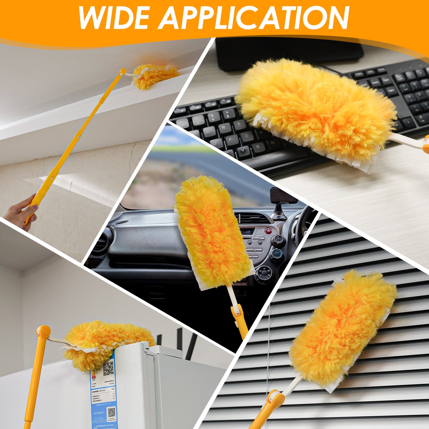 NEWE Duster Refills 20 PCS with Extendable Handle Compatible with Swiffer, 360 Degree Heavy Duty Dusting Kit with 5X Microfibers, Multi-Surface Dust Removing Tool for Cleaning Blinds Furniture