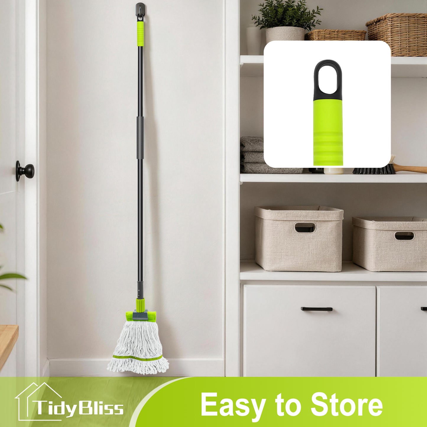 TidyBliss Commercial Mop Heavy Duty with 57.5 inches Long Handle (Green)