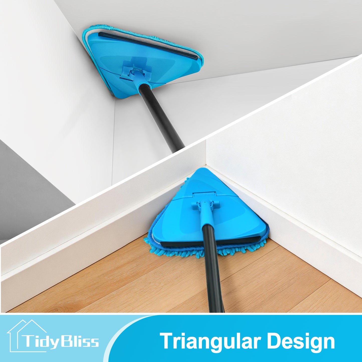 TidyBliss Wall Mop Cleaner with Long Handle 80” (Blue)