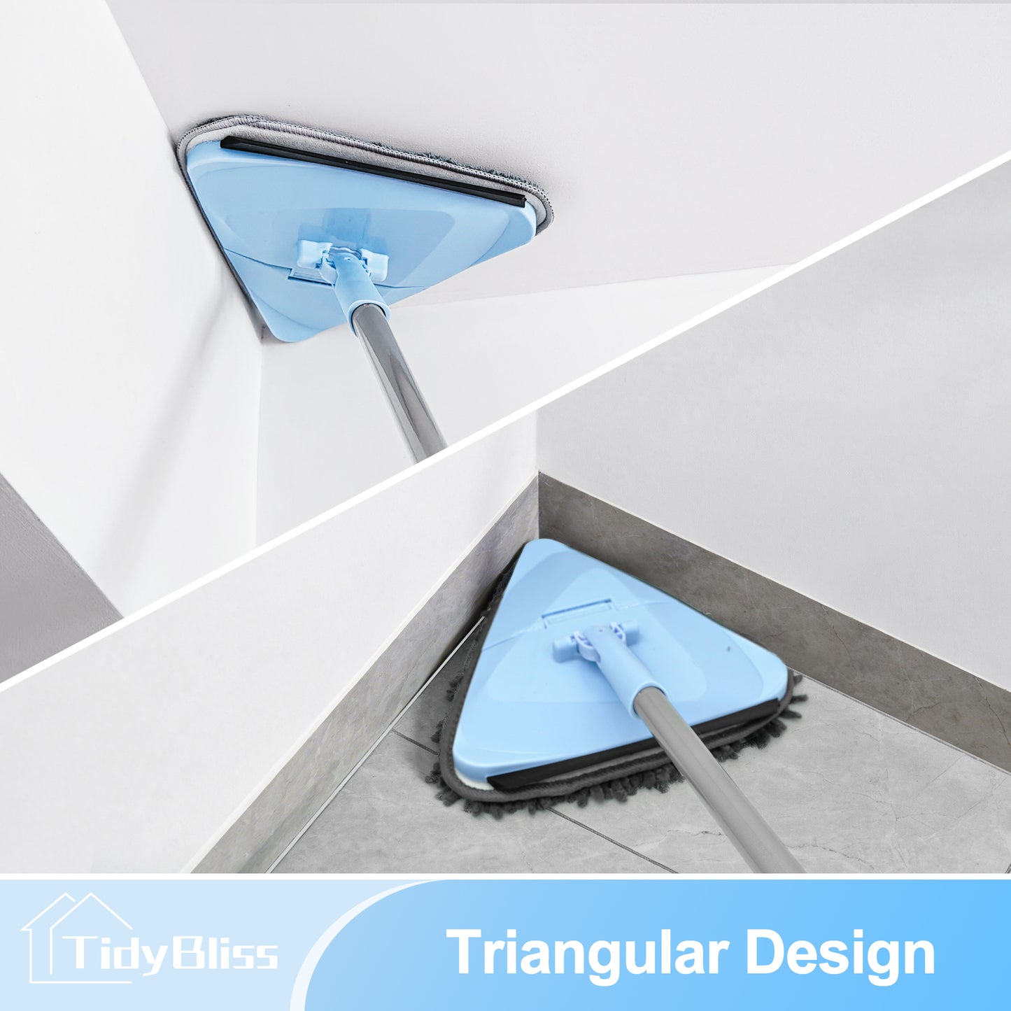 TidyBliss Wall Cleaner Mop with 80” Long Handle (Blue)