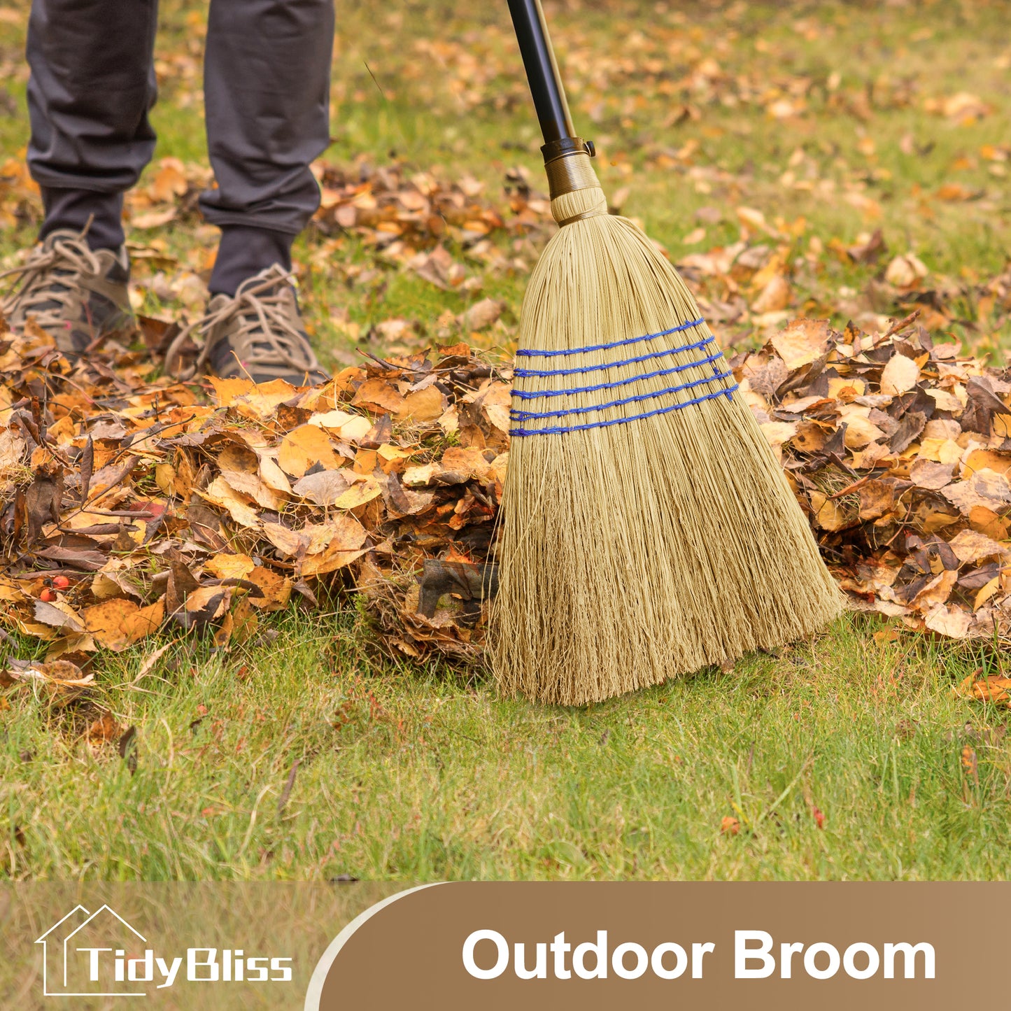TidyBliss Corn Straw Broom Heavy Duty with 59 inches Long Handle