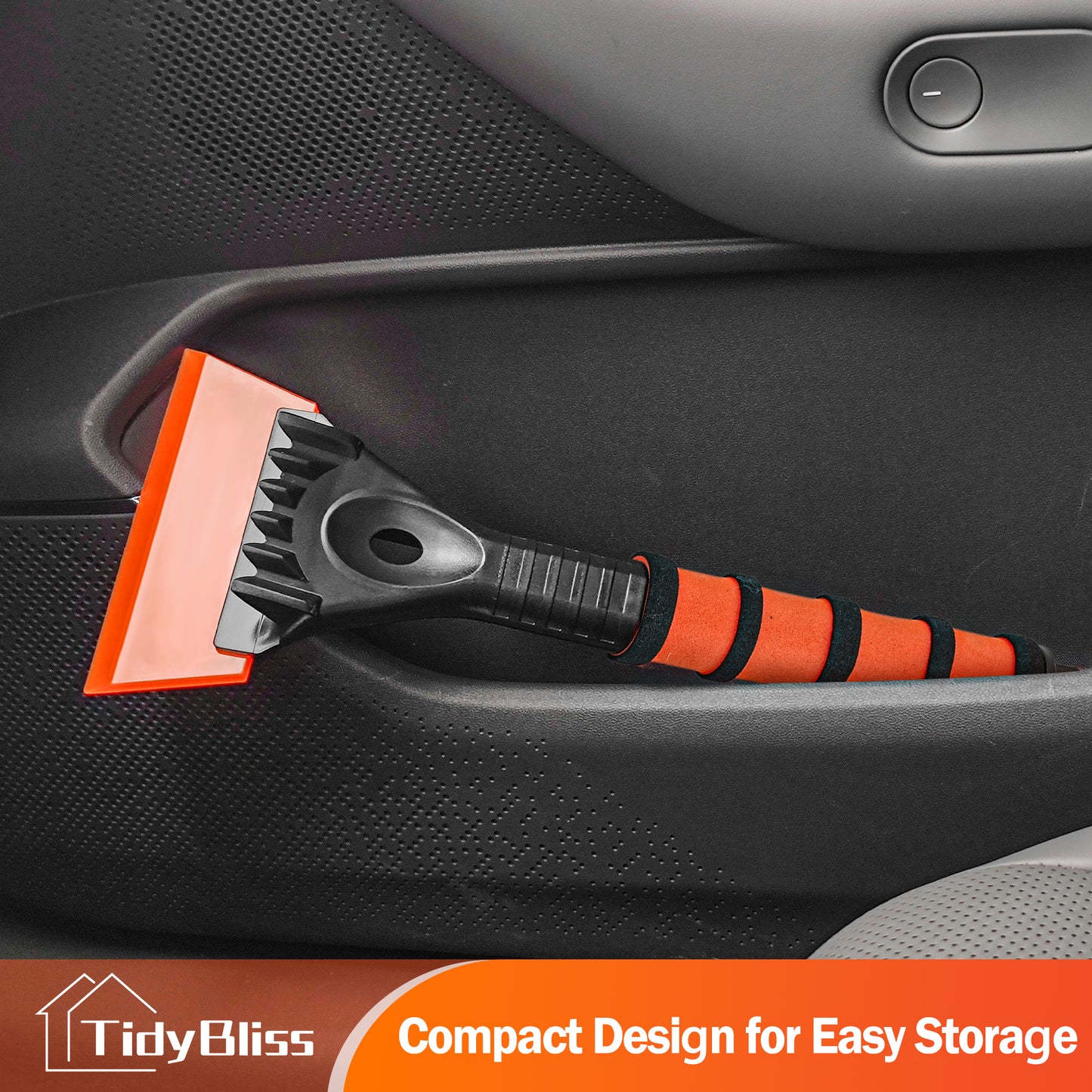 TidyBliss Ice Scraper for Car Windshield SUV Truck Glass Window (Orange)