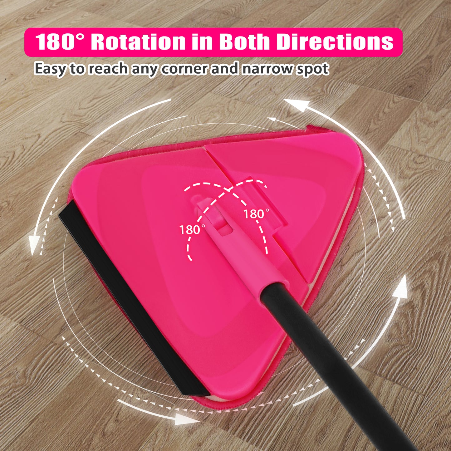 JEHONN Wall Mop with 80 inches Long Handle (Rose Red)