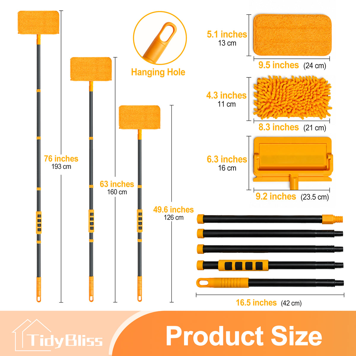 TidyBliss Upgraded 76” Ceiling Fan Blade Cleaner Duster with Extension Pole