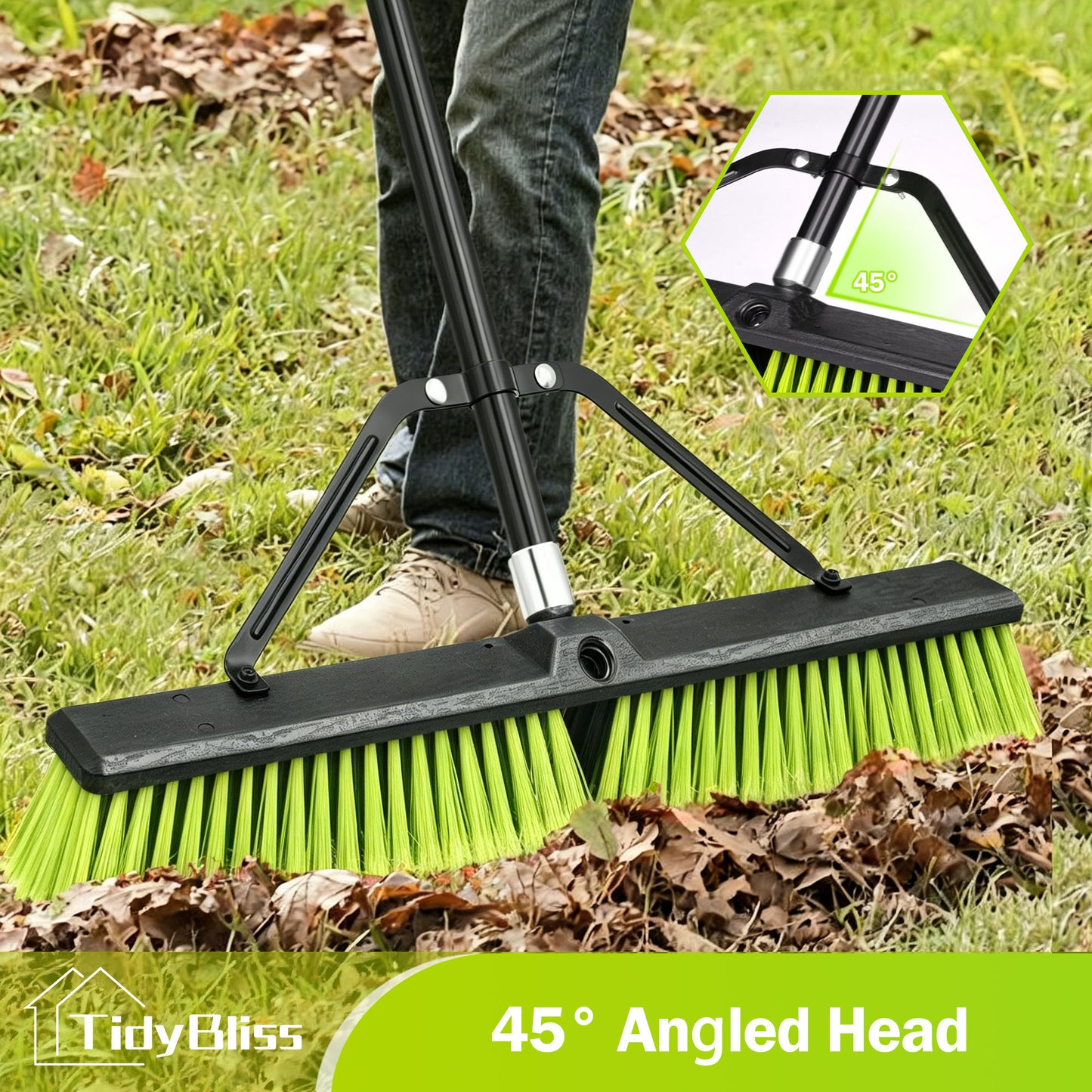 TidyBliss 24" Push Broom Outdoor Heavy Duty 2 Pack (Green)
